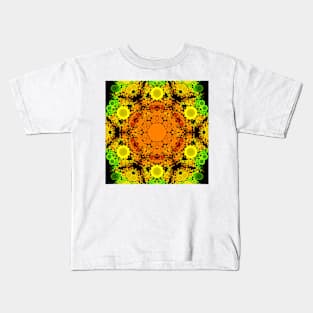 Dot Mandala Flower Orange Yellow and Green Kids T-Shirt